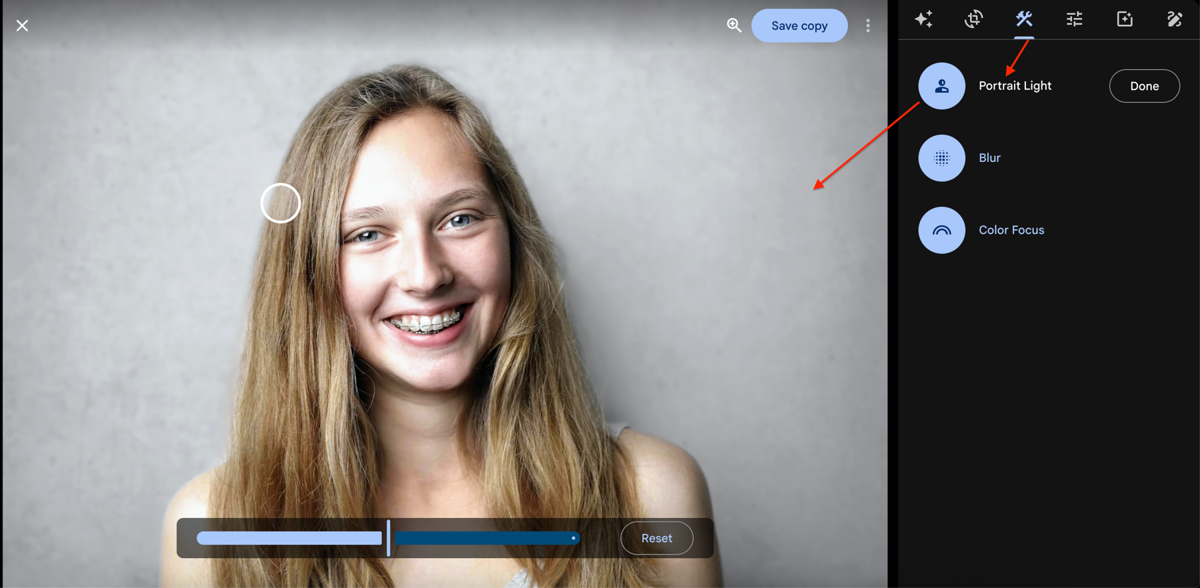 Google Photos Portrait Light